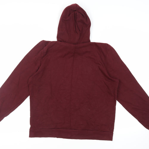 ASOS Mens Red Cotton Pullover Hoodie Size L - Pockets