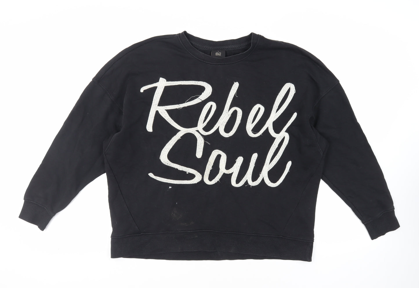 Only Womens Black Cotton Pullover Sweatshirt Size L Pullover - Rebel Soul
