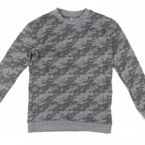 Marks and Spencer Boys Grey Camouflage Cotton Pullover Sweatshirt Size 13-14 Years Pullover