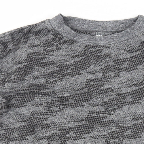 Marks and Spencer Boys Grey Camouflage Cotton Pullover Sweatshirt Size 13-14 Years Pullover