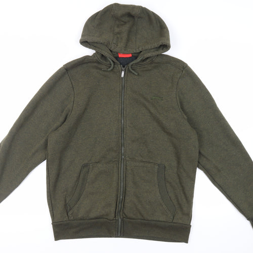 Slazenger Mens Green Polyester Full Zip Hoodie Size M - Logo Pockets