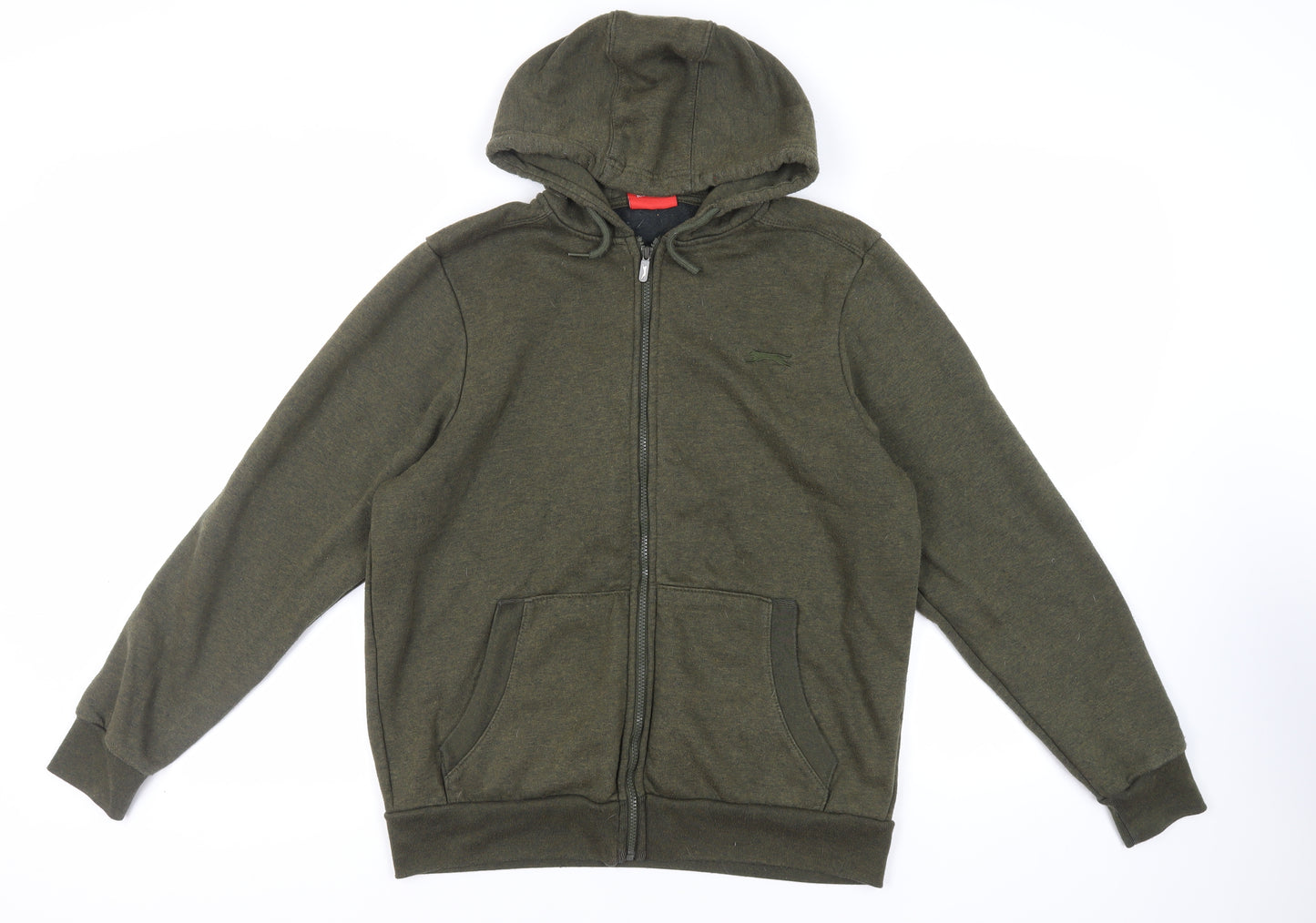 Slazenger Mens Green Polyester Full Zip Hoodie Size M - Logo Pockets