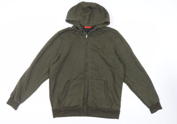 Slazenger Mens Green Polyester Full Zip Hoodie Size M - Logo Pockets