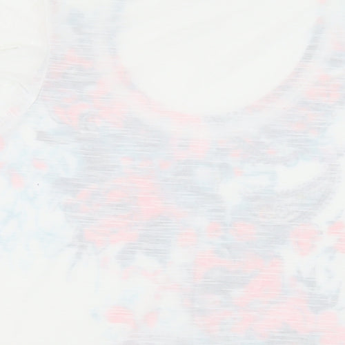 Per Una Womens White Floral Viscose Basic T-Shirt Size 18 Scoop Neck - Ruffle