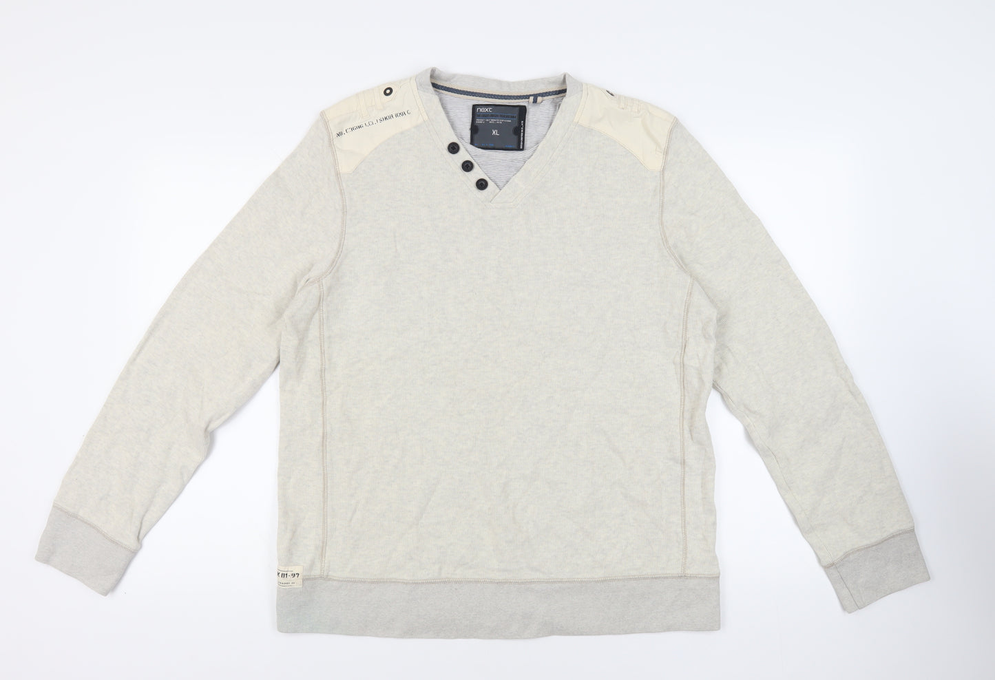NEXT Mens Beige Cotton Pullover Sweatshirt Size XL