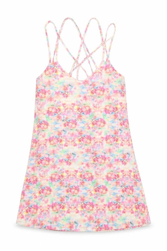 Front view of ASOS Swim women’s multicoloured floral polyester cover up, size UK 8, - strappy