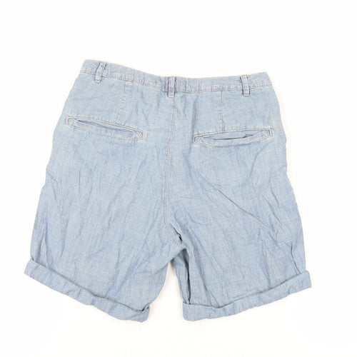 H&M Mens Blue Cotton Chino Shorts Size S L7 in Regular Zip