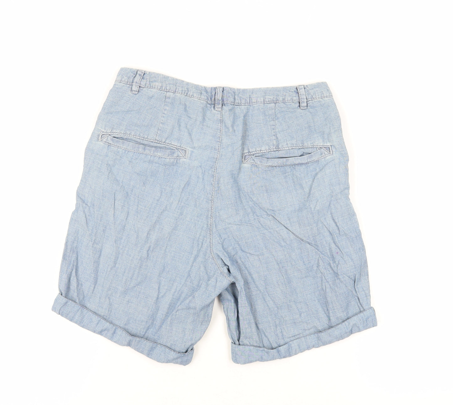 H&M Mens Blue Cotton Chino Shorts Size S L7 in Regular Zip