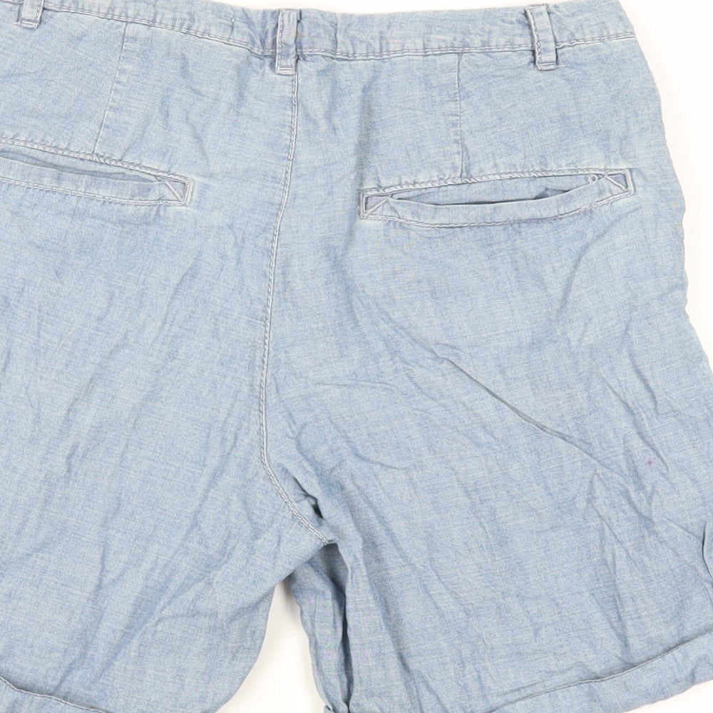 H&M Mens Blue Cotton Chino Shorts Size S L7 in Regular Zip