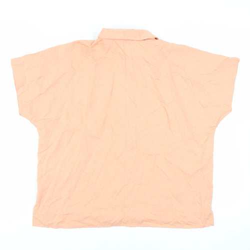 Uniqlo Womens Orange Viscose Basic Button-Up Size XS Collared