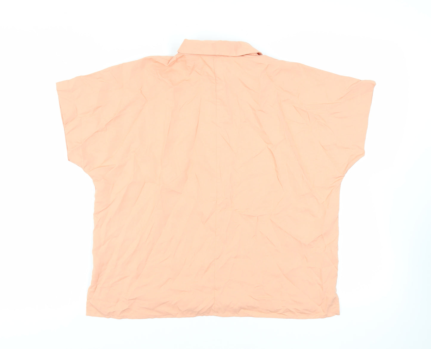 Uniqlo Womens Orange Viscose Basic Button-Up Size XS Collared