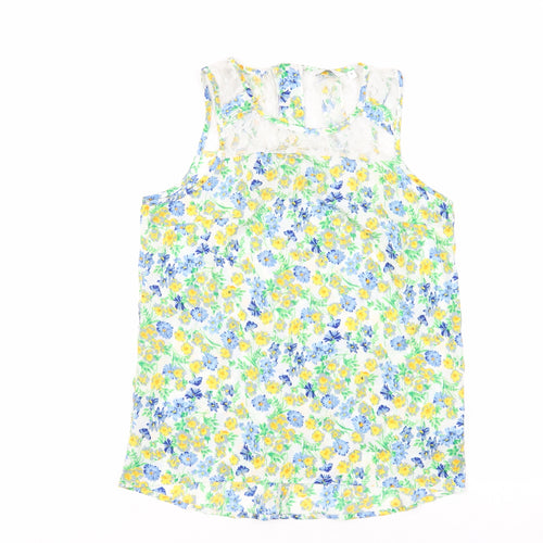 New Look Womens Multicoloured Floral Polyester Basic Tank Size 8 Round Neck - Lace Detail
