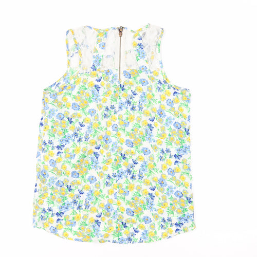 New Look Womens Multicoloured Floral Polyester Basic Tank Size 8 Round Neck - Lace Detail