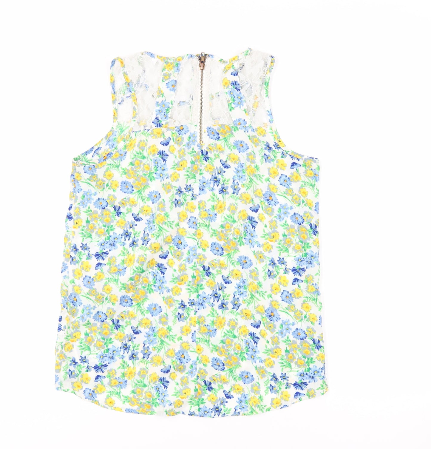 New Look Womens Multicoloured Floral Polyester Basic Tank Size 8 Round Neck - Lace Detail