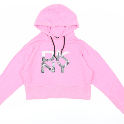 DKNY Womens Pink Cotton Pullover Hoodie Size XS Pullover - Logo