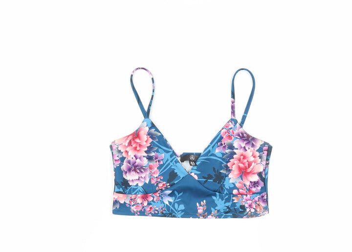 Missguided Womens Blue Floral Polyester Cropped Tank Size 10 Sweetheart - Bralette Top