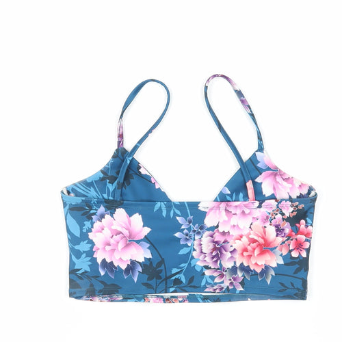 Missguided Womens Blue Floral Polyester Cropped Tank Size 10 Sweetheart - Bralette Top