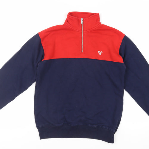 Tna Womens Blue Colourblock Cotton Pullover Sweatshirt Size XS Zip - Logo