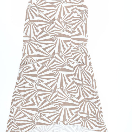 Signature Experience Womens Ivory Geometric Viscose A-Line Size S Boat Neck Pullover - Pockets