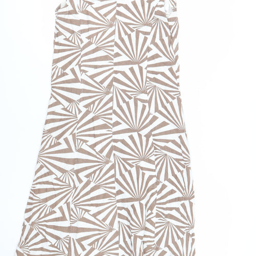 Signature Experience Womens Ivory Geometric Viscose A-Line Size S Boat Neck Pullover - Pockets