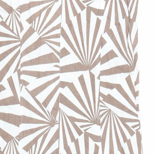 Signature Experience Womens Ivory Geometric Viscose A-Line Size S Boat Neck Pullover - Pockets