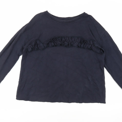 NEXT Womens Blue Cotton Pullover Sweatshirt Size 12 Pullover - Ruffle