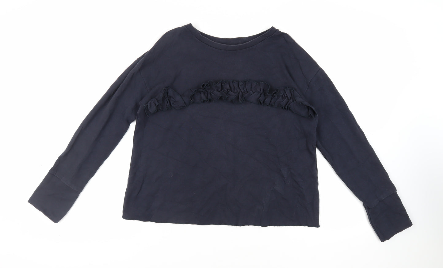 NEXT Womens Blue Cotton Pullover Sweatshirt Size 12 Pullover - Ruffle