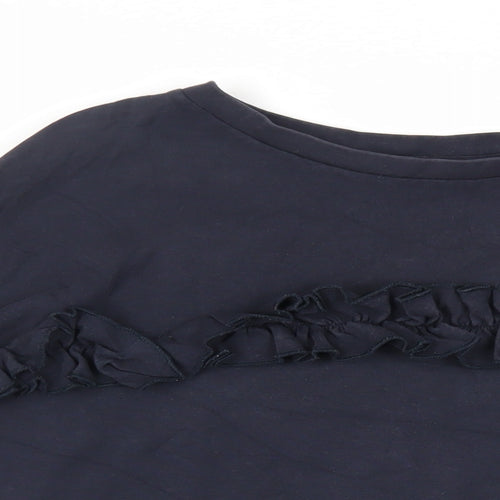 NEXT Womens Blue Cotton Pullover Sweatshirt Size 12 Pullover - Ruffle