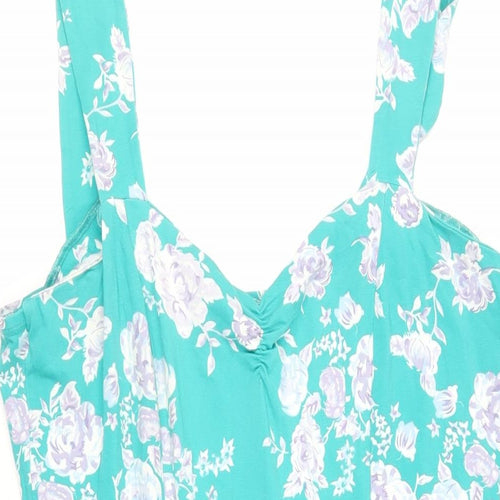 Dorothy Perkins Womens Green Floral Cotton Fit & Flare Size 16 Sweetheart Pullover