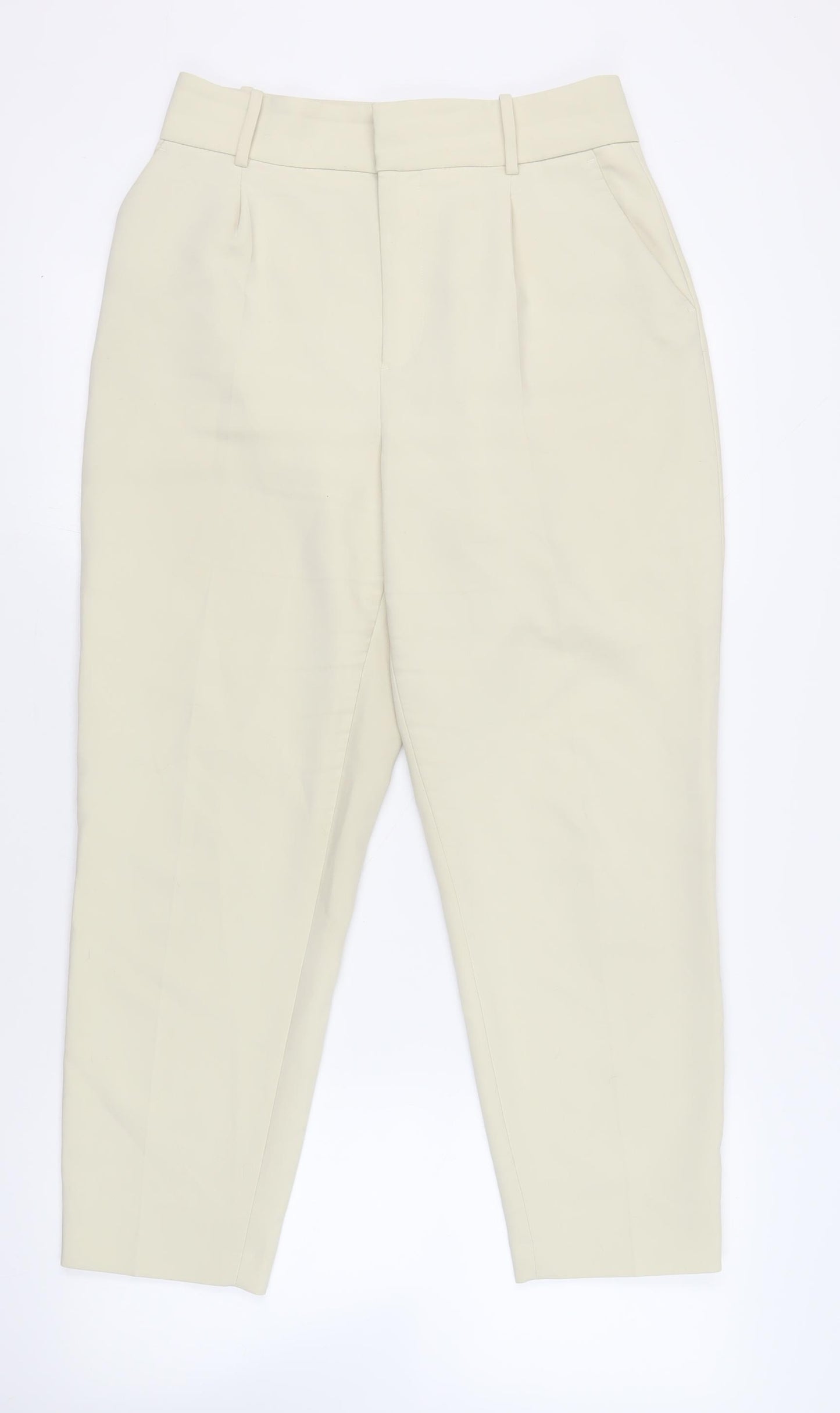 Zara Womens Beige Polyester Chino Trousers Size L L27 in Regular Zip