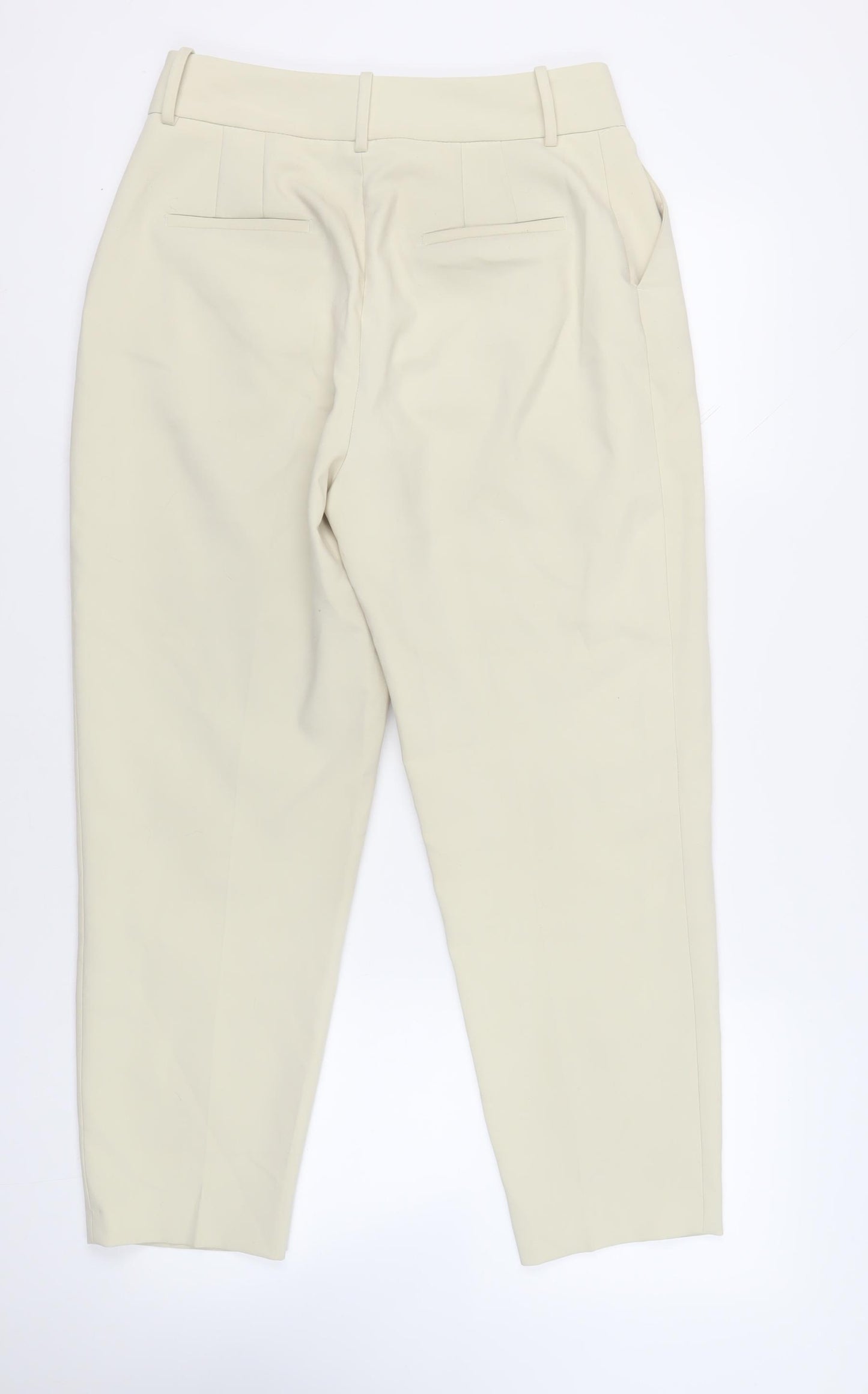 Zara Womens Beige Polyester Chino Trousers Size L L27 in Regular Zip