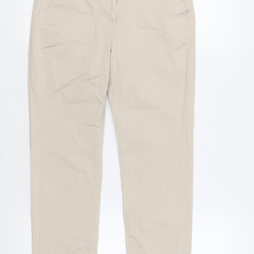 Per Una Womens Beige Cotton Chino Trousers Size 8 L27 in Regular Zip