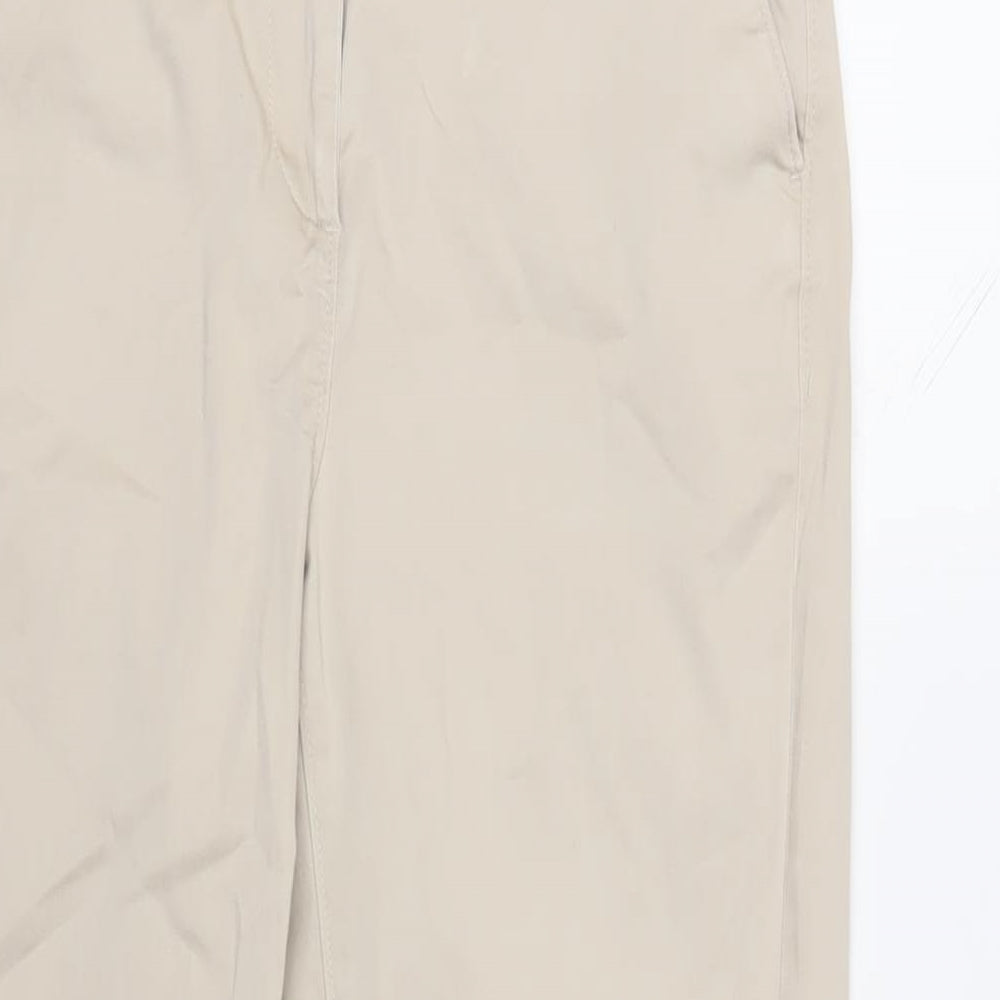 Per Una Womens Beige Cotton Chino Trousers Size 8 L27 in Regular Zip