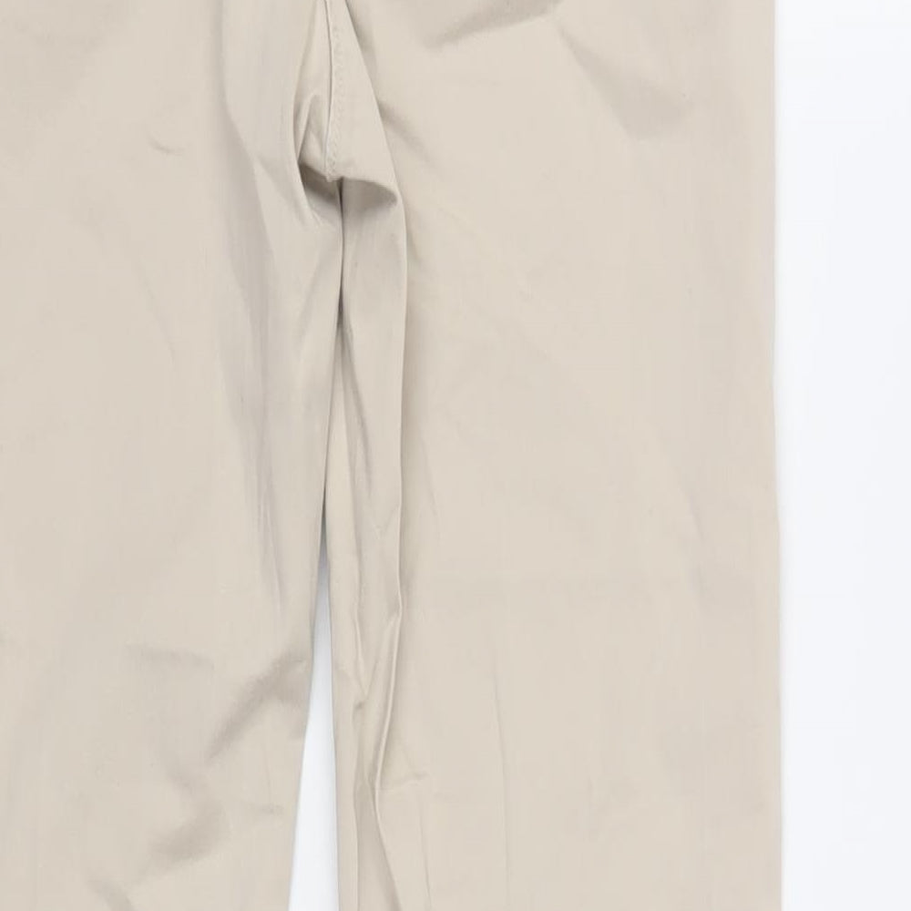 Per Una Womens Beige Cotton Chino Trousers Size 8 L27 in Regular Zip