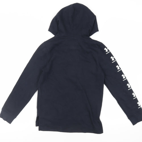 Under armour Boys Blue Cotton Full Zip Hoodie Size M Zip - Logo Pockets