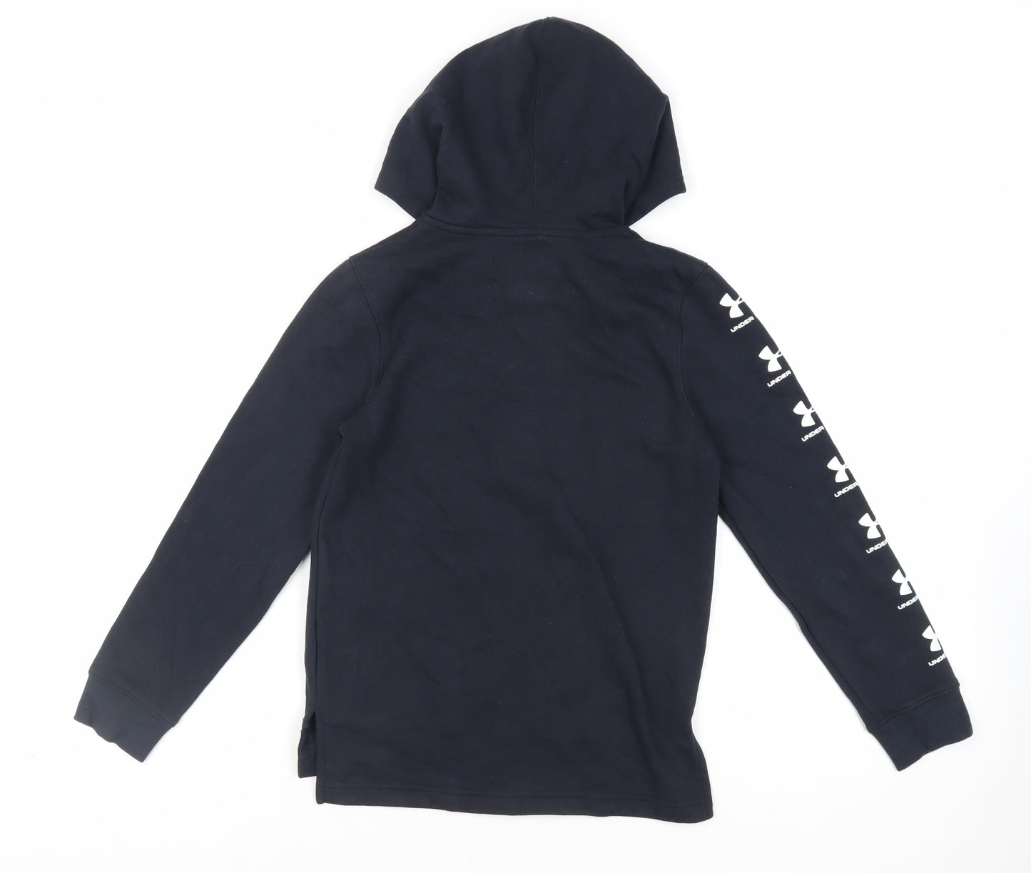 Under armour Boys Blue Cotton Full Zip Hoodie Size M Zip - Logo Pockets