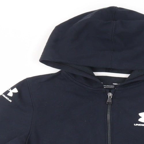 Under armour Boys Blue Cotton Full Zip Hoodie Size M Zip - Logo Pockets
