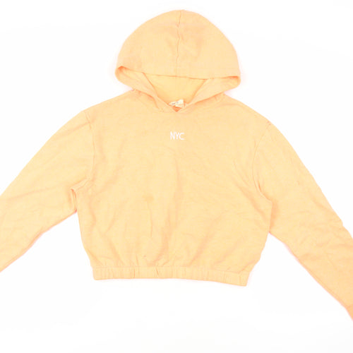 H&M Girls Orange Cotton Pullover Hoodie Size 12-13 Years Pullover - NYC