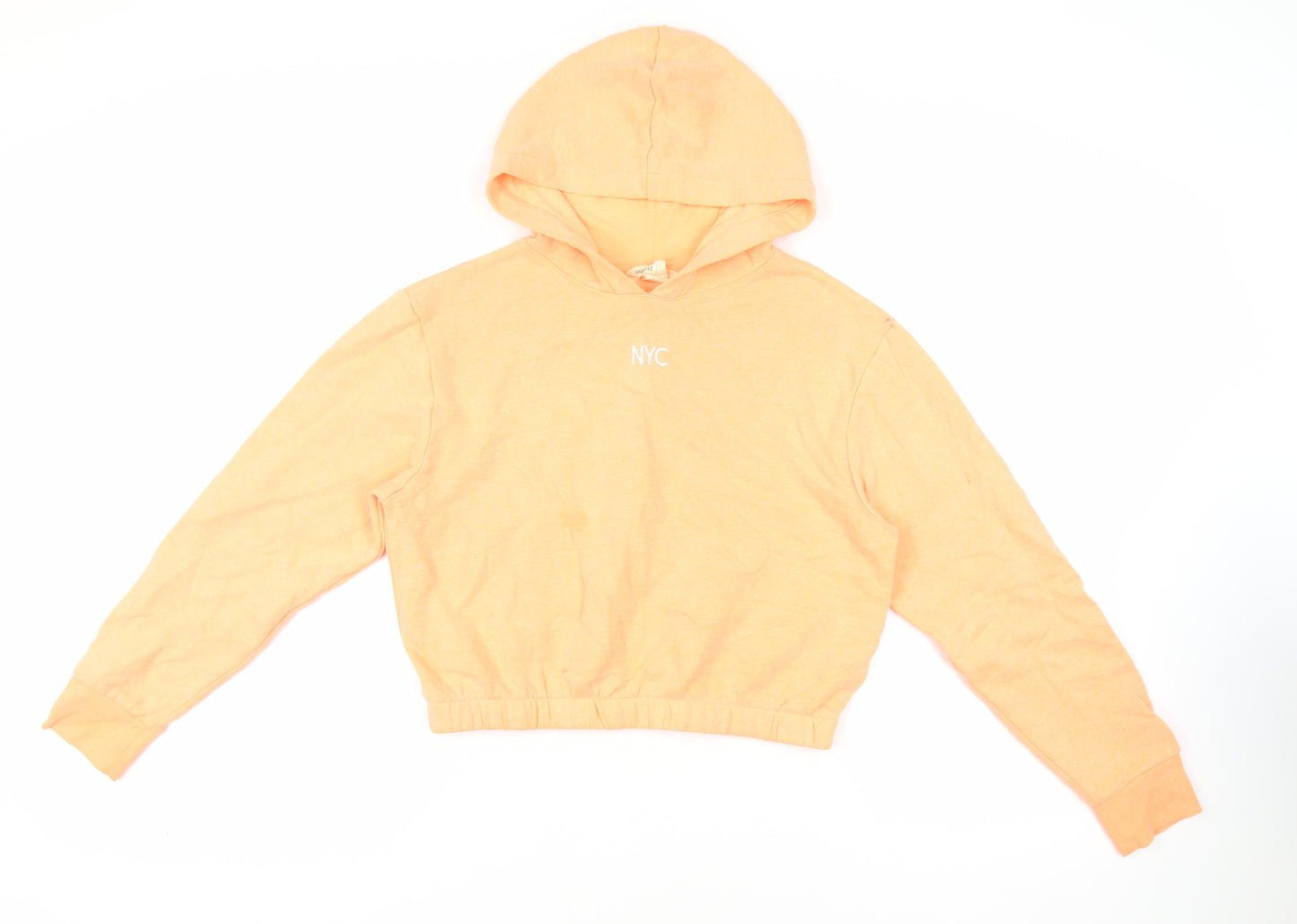 H&M Girls Orange Cotton Pullover Hoodie Size 12-13 Years Pullover - NYC