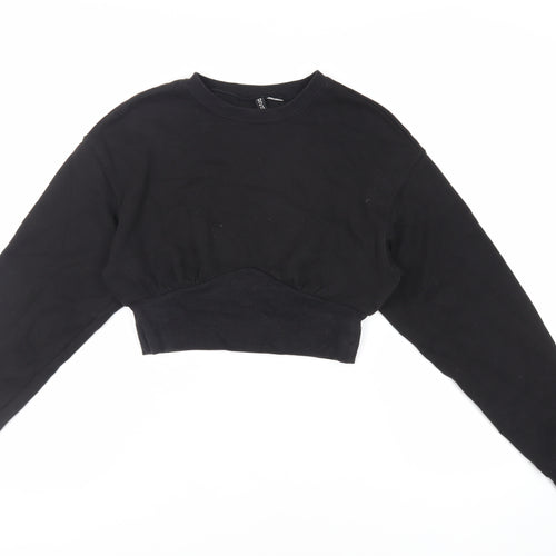 Divided by H&M Womens Black Cotton Pullover Sweatshirt Size S Pullover - Cropped
