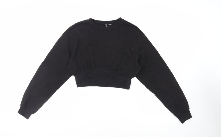 Divided by H&M Womens Black Cotton Pullover Sweatshirt Size S Pullover - Cropped