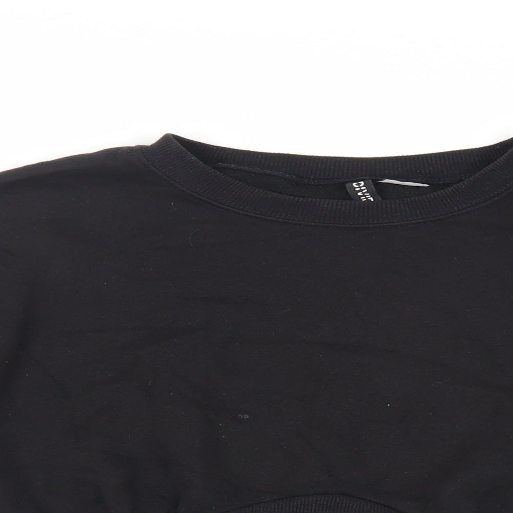 Divided by H&M Womens Black Cotton Pullover Sweatshirt Size S Pullover - Cropped
