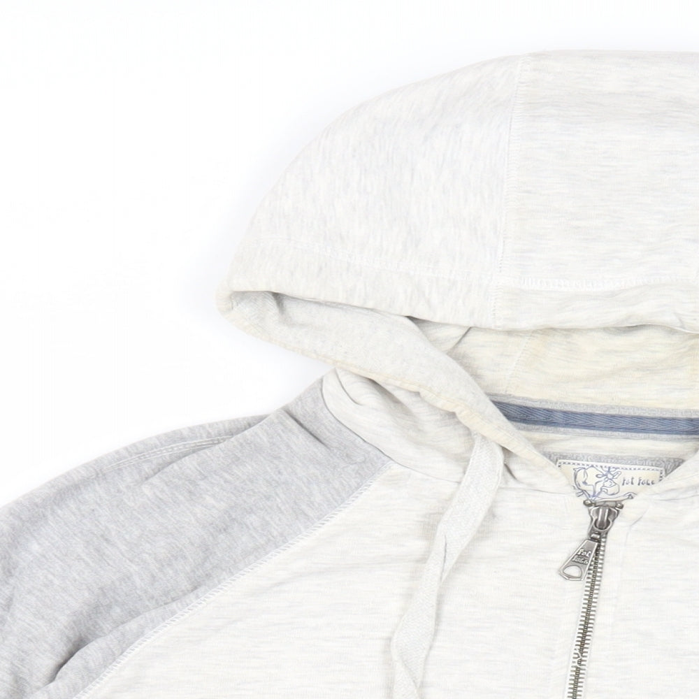 Fat Face Womens Grey Cotton Full Zip Hoodie Size 14 Zip - Pockets