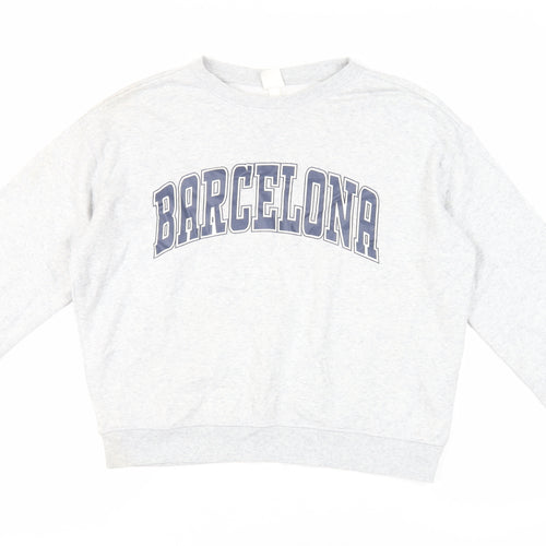 H&M Womens Grey Cotton Pullover Sweatshirt Size S Pullover - Barcelona