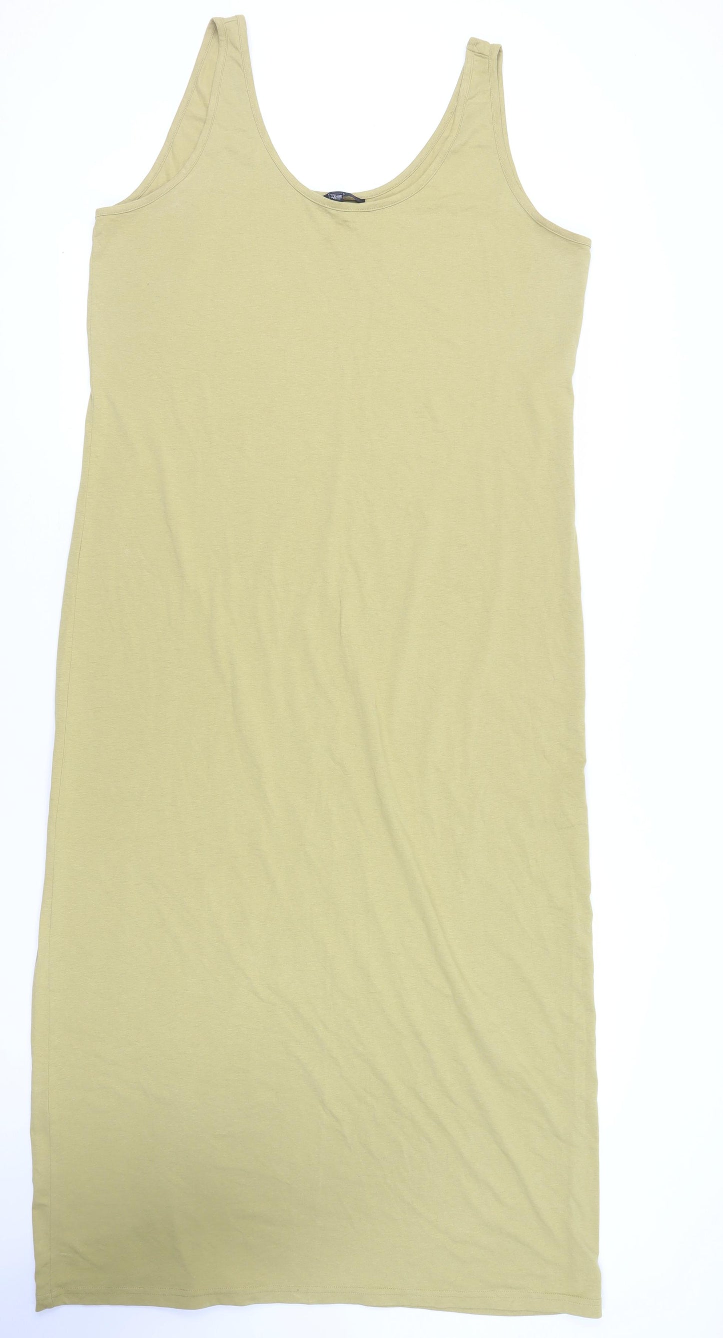 VERO MODA Womens Green Cotton Tank Dress Size 22 Scoop Neck Pullover