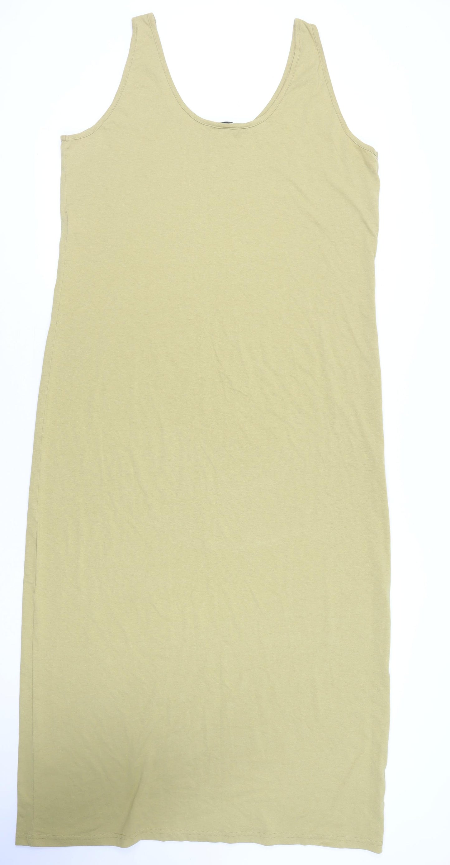 VERO MODA Womens Green Cotton Tank Dress Size 22 Scoop Neck Pullover