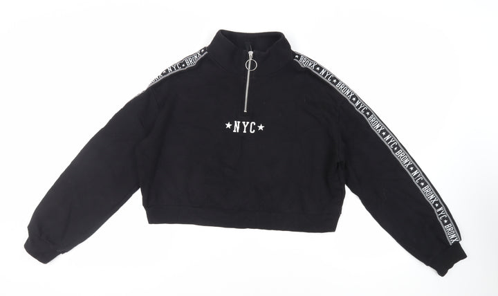 Divided by H&M Womens Black Cotton Pullover Sweatshirt Size M Zip - NYC Bronx