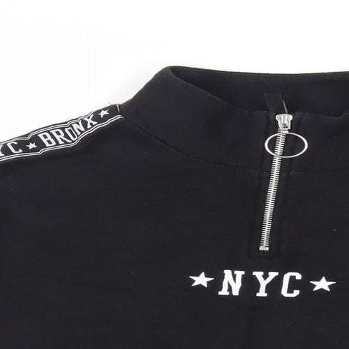 Divided by H&M Womens Black Cotton Pullover Sweatshirt Size M Zip - NYC Bronx