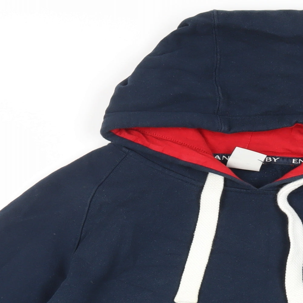 England Rugby Mens Blue Cotton Pullover Hoodie Size M - Logo Pockets