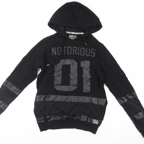 Supply & Demand Co. Mens Black Cotton Pullover Hoodie Size XS - Logo Pockets
